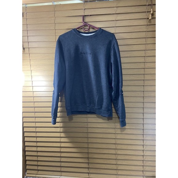 Blind Rooster Positive Embroidered Roses Pullover Sweatshirt Gray Youth Men’s - Picture 2 of 10